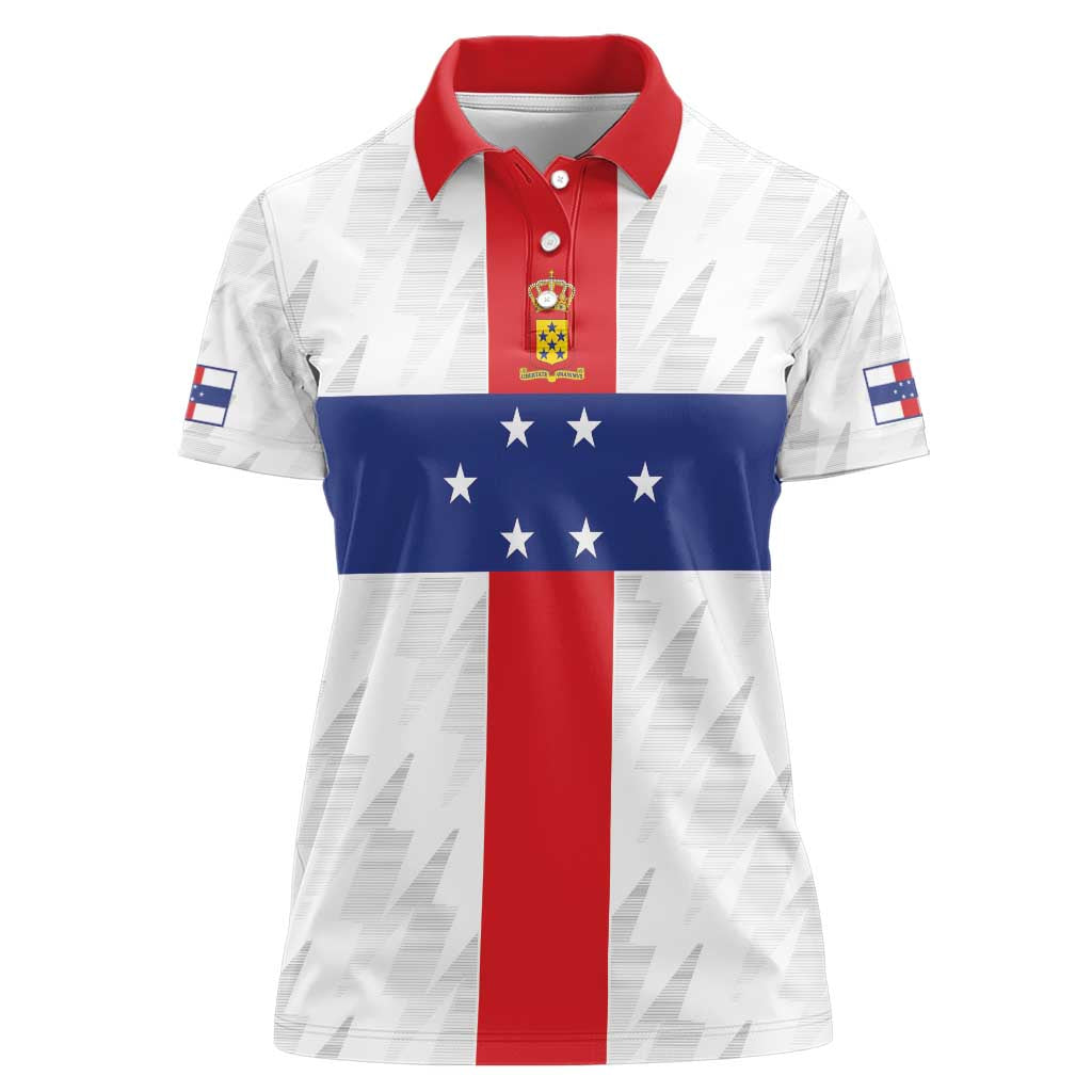 Personalized Nederlandse Antillen 1959-1986 Women Polo Shirt Simple Flag Style - Wonder Print Shop