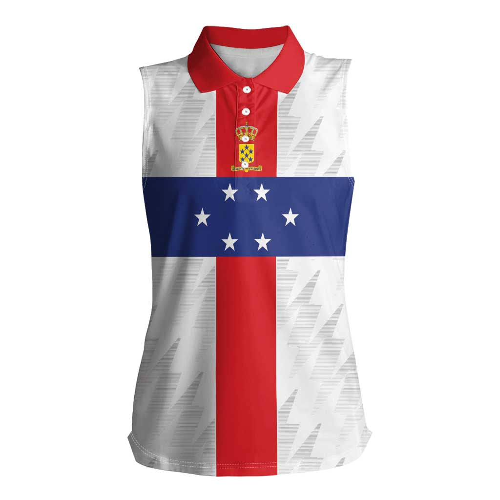 Personalized Nederlandse Antillen 1959-1986 Women Sleeveless Polo Shirt Simple Flag Style - Wonder Print Shop