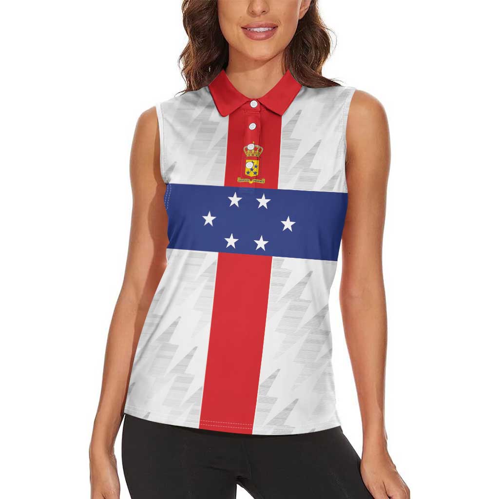 Personalized Nederlandse Antillen 1959-1986 Women Sleeveless Polo Shirt Simple Flag Style - Wonder Print Shop