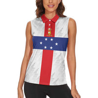 Personalized Nederlandse Antillen 1959-1986 Women Sleeveless Polo Shirt Simple Flag Style - Wonder Print Shop