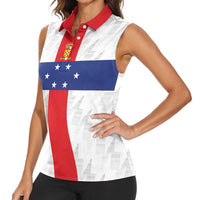 Personalized Nederlandse Antillen 1959-1986 Women Sleeveless Polo Shirt Simple Flag Style - Wonder Print Shop