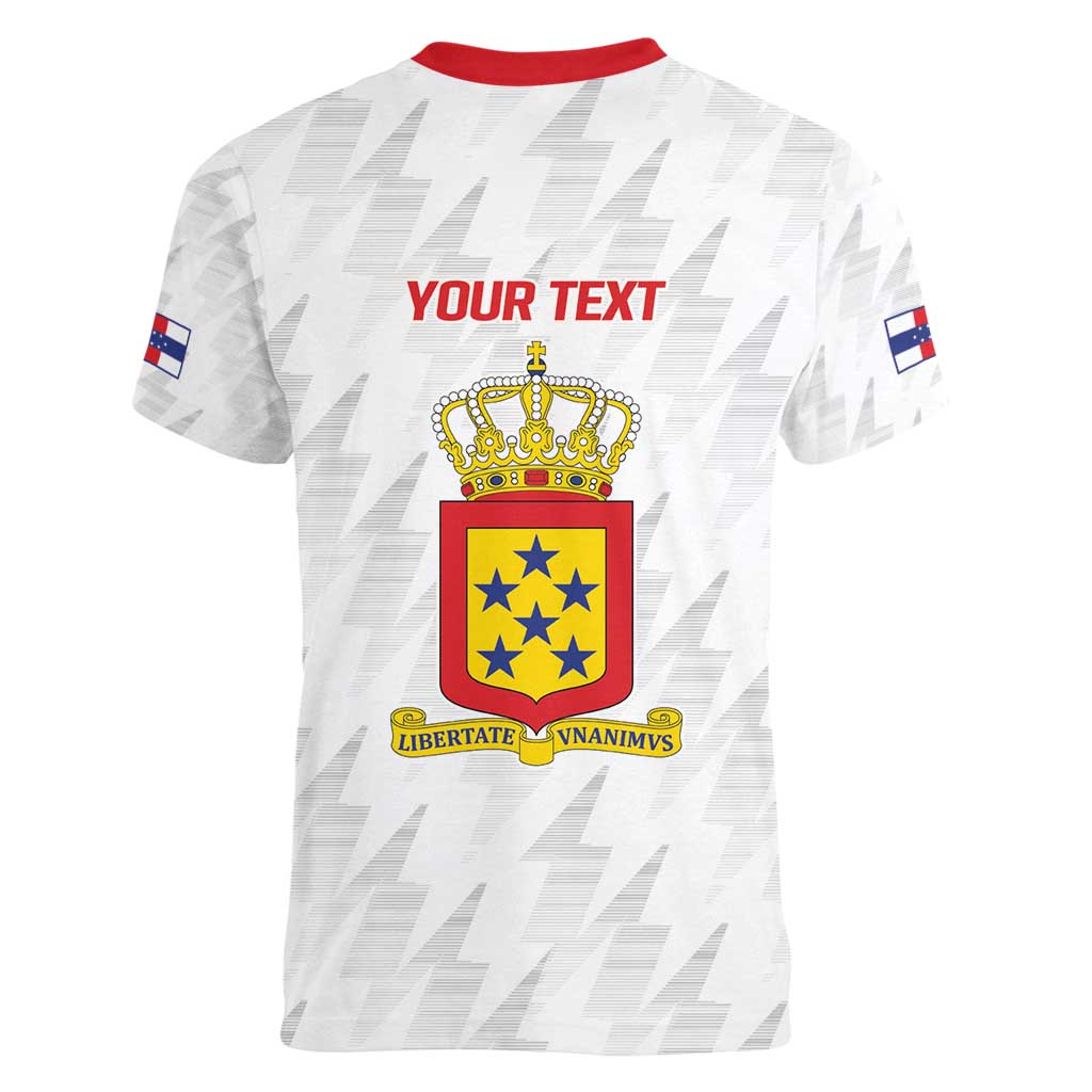 Personalized Nederlandse Antillen 1959-1986 Women V-Neck T-Shirt Simple Flag Style - Wonder Print Shop