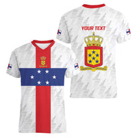 Personalized Nederlandse Antillen 1959-1986 Women V-Neck T-Shirt Simple Flag Style - Wonder Print Shop