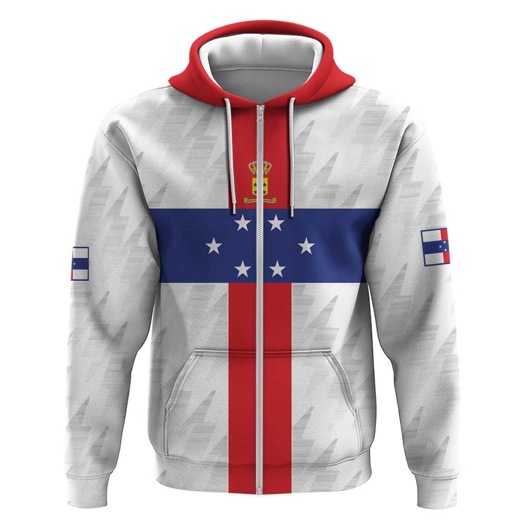 Personalized Nederlandse Antillen 1959-1986 Zip Hoodie Simple Flag Style - Wonder Print Shop