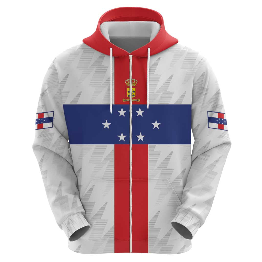 Personalized Nederlandse Antillen 1959-1986 Zip Hoodie Simple Flag Style - Wonder Print Shop
