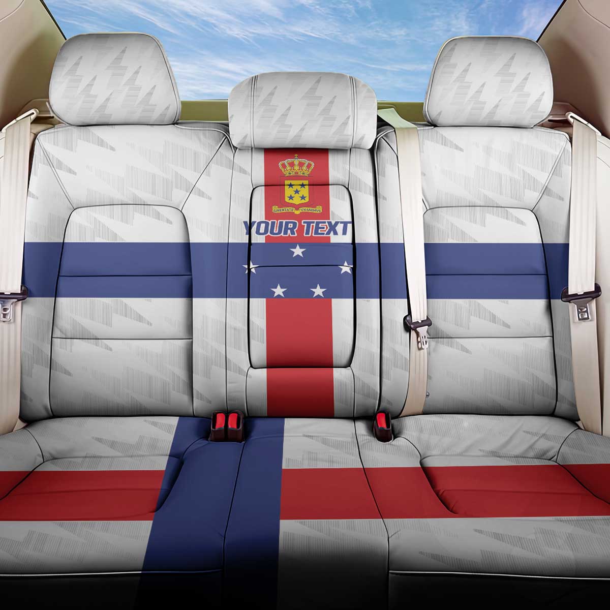 Personalized Nederlandse Antillen 1986-2010 Back Car Seat Cover Simple Flag Style - Wonder Print Shop
