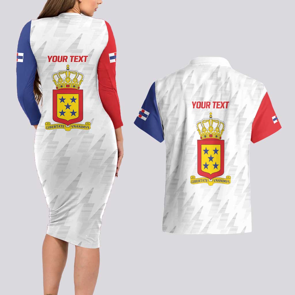 Personalized Nederlandse Antillen 1986-2010 Couples Matching Long Sleeve Bodycon Dress and Hawaiian Shirt Simple Flag Style - Wonder Print Shop