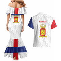 Personalized Nederlandse Antillen 1986-2010 Couples Matching Mermaid Dress and Hawaiian Shirt Simple Flag Style - Wonder Print Shop