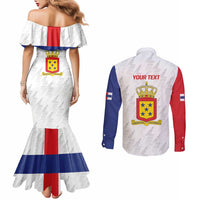 Personalized Nederlandse Antillen 1986-2010 Couples Matching Mermaid Dress and Long Sleeve Button Shirt Simple Flag Style - Wonder Print Shop