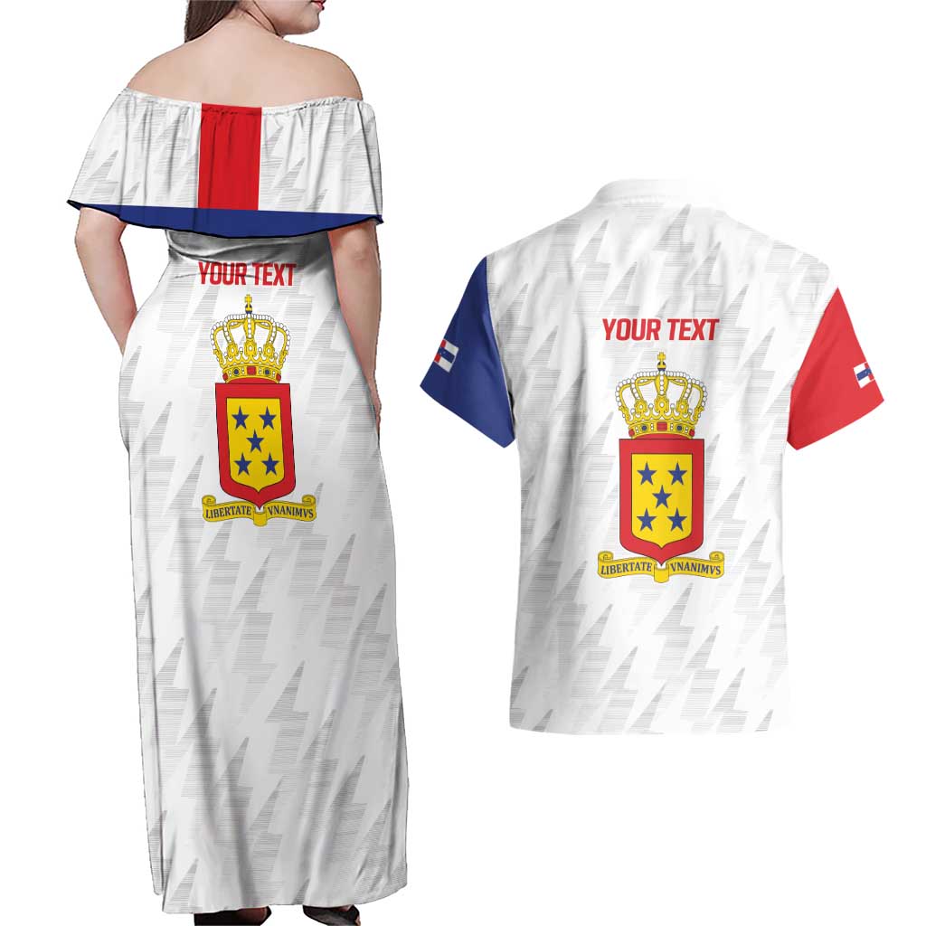 Personalized Nederlandse Antillen 1986-2010 Couples Matching Off Shoulder Maxi Dress and Hawaiian Shirt Simple Flag Style - Wonder Print Shop