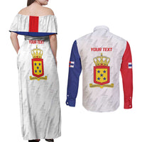 Personalized Nederlandse Antillen 1986-2010 Couples Matching Off Shoulder Maxi Dress and Long Sleeve Button Shirt Simple Flag Style - Wonder Print Shop