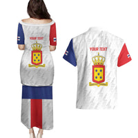 Personalized Nederlandse Antillen 1986-2010 Couples Matching Puletasi and Hawaiian Shirt Simple Flag Style - Wonder Print Shop