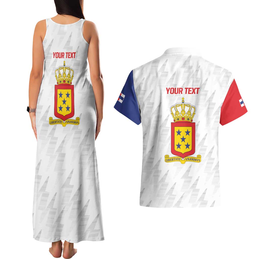 Personalized Nederlandse Antillen 1986-2010 Couples Matching Tank Maxi Dress and Hawaiian Shirt Simple Flag Style - Wonder Print Shop