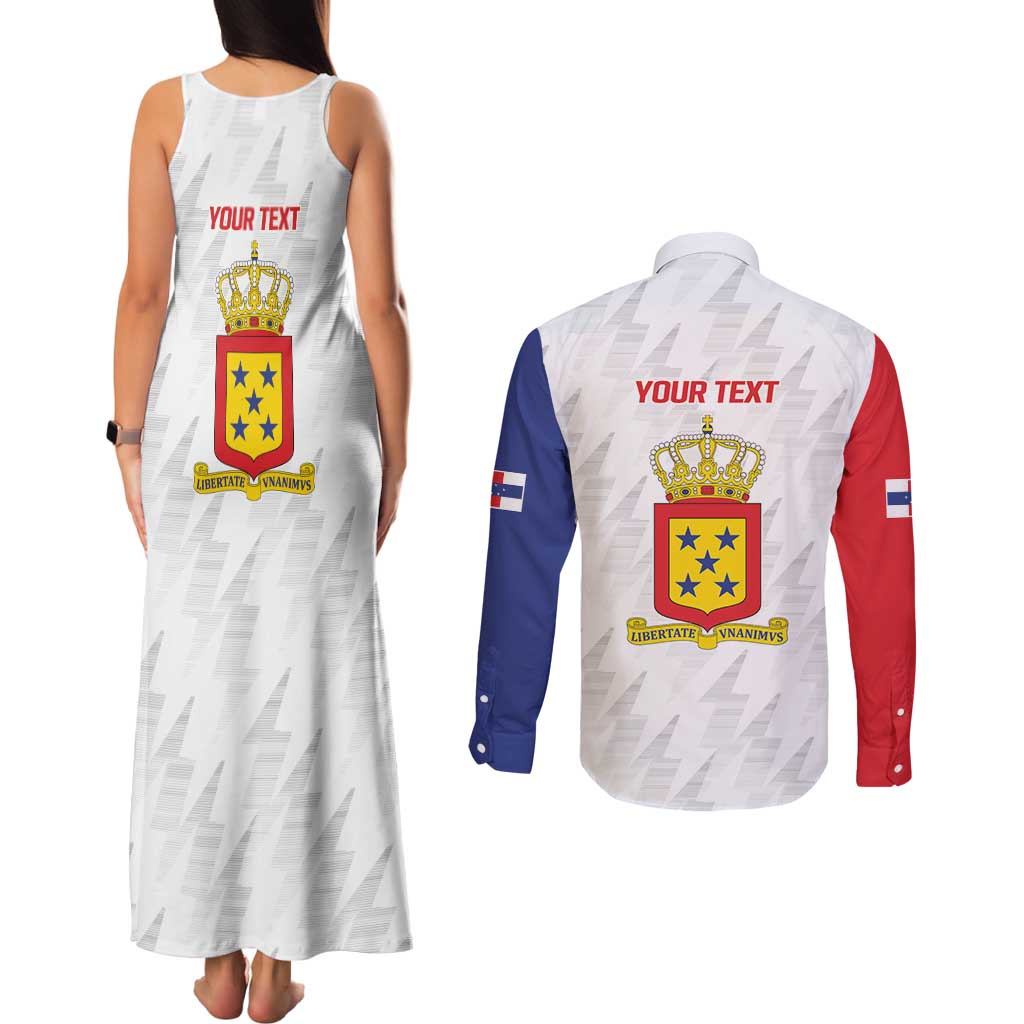 Personalized Nederlandse Antillen 1986-2010 Couples Matching Tank Maxi Dress and Long Sleeve Button Shirt Simple Flag Style - Wonder Print Shop