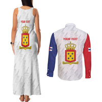 Personalized Nederlandse Antillen 1986-2010 Couples Matching Tank Maxi Dress and Long Sleeve Button Shirt Simple Flag Style - Wonder Print Shop