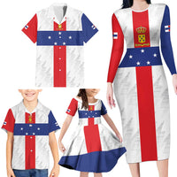 Personalized Nederlandse Antillen 1986-2010 Family Matching Long Sleeve Bodycon Dress and Hawaiian Shirt Simple Flag Style - Wonder Print Shop