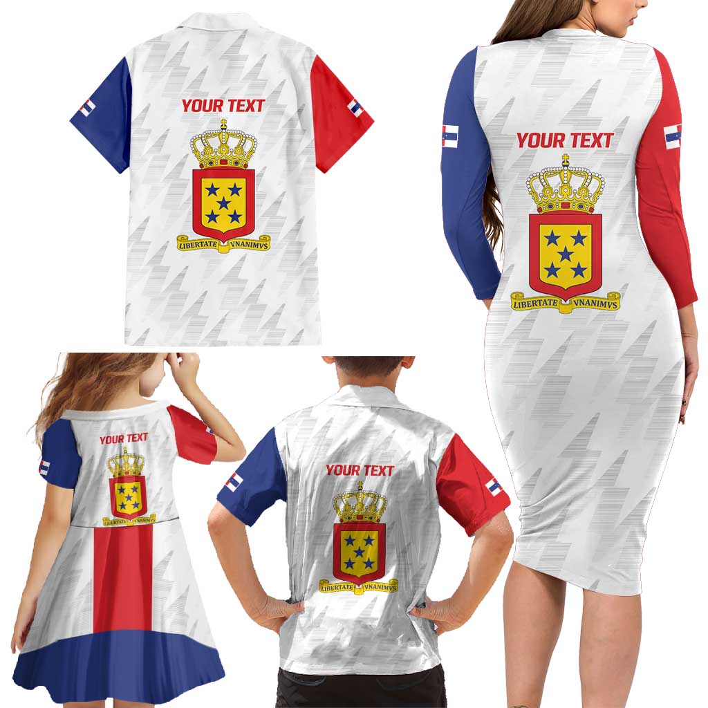Personalized Nederlandse Antillen 1986-2010 Family Matching Long Sleeve Bodycon Dress and Hawaiian Shirt Simple Flag Style - Wonder Print Shop