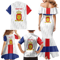 Personalized Nederlandse Antillen 1986-2010 Family Matching Mermaid Dress and Hawaiian Shirt Simple Flag Style - Wonder Print Shop