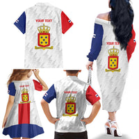 Personalized Nederlandse Antillen 1986-2010 Family Matching Off The Shoulder Long Sleeve Dress and Hawaiian Shirt Simple Flag Style - Wonder Print Shop