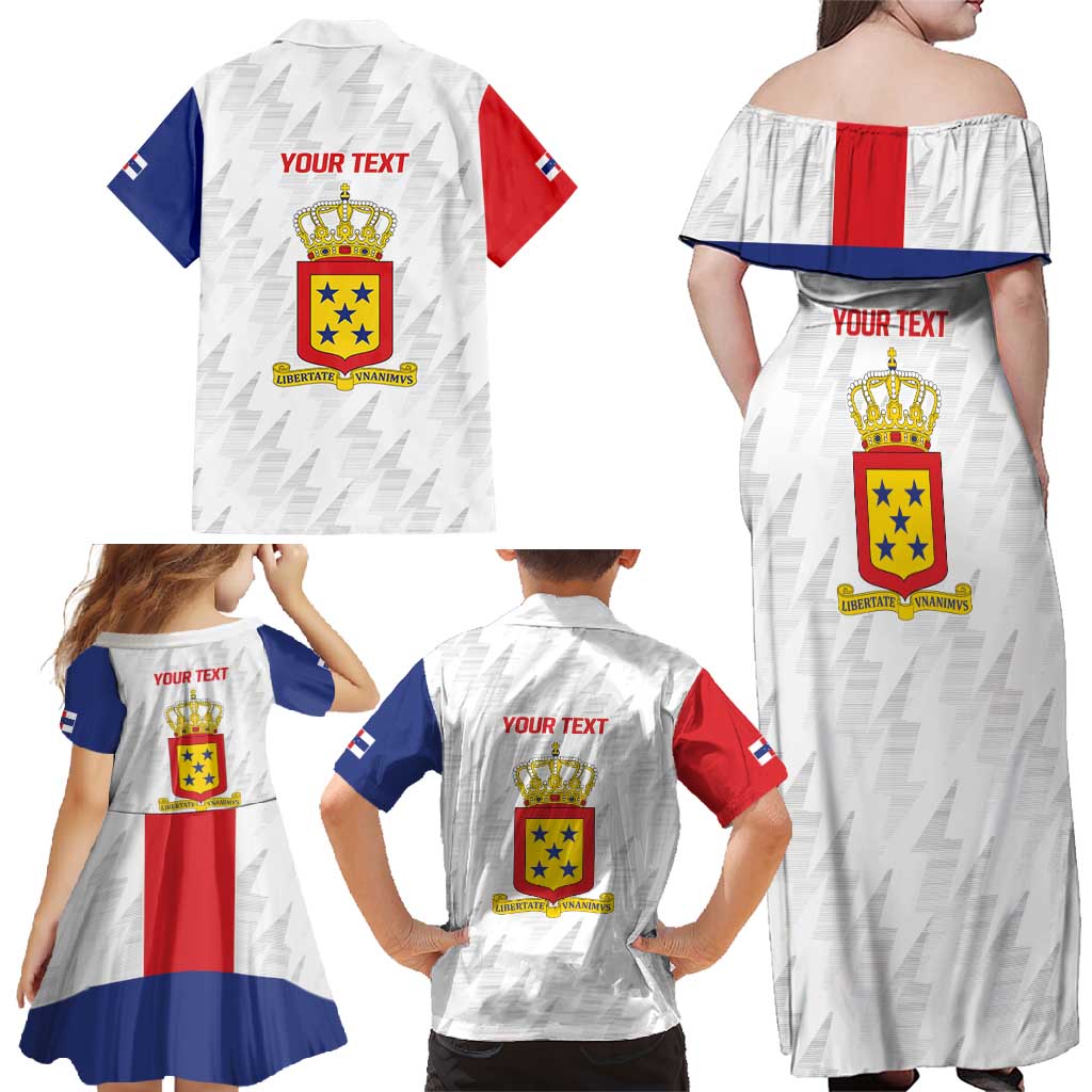 Personalized Nederlandse Antillen 1986-2010 Family Matching Off Shoulder Maxi Dress and Hawaiian Shirt Simple Flag Style - Wonder Print Shop