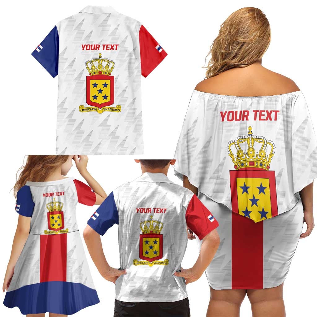 Personalized Nederlandse Antillen 1986-2010 Family Matching Off Shoulder Short Dress and Hawaiian Shirt Simple Flag Style - Wonder Print Shop
