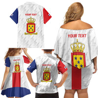 Personalized Nederlandse Antillen 1986-2010 Family Matching Off Shoulder Short Dress and Hawaiian Shirt Simple Flag Style - Wonder Print Shop