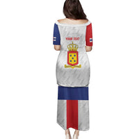 Personalized Nederlandse Antillen 1986-2010 Family Matching Puletasi and Hawaiian Shirt Simple Flag Style - Wonder Print Shop