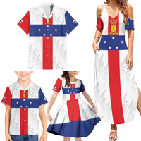 Personalized Nederlandse Antillen 1986-2010 Family Matching Summer Maxi Dress and Hawaiian Shirt Simple Flag Style - Wonder Print Shop