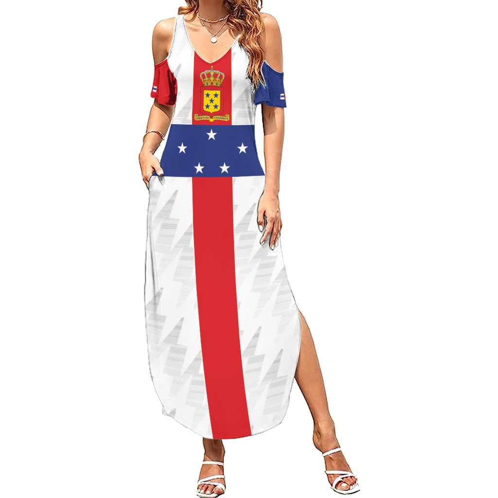 Personalized Nederlandse Antillen 1986-2010 Family Matching Summer Maxi Dress and Hawaiian Shirt Simple Flag Style - Wonder Print Shop