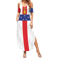 Personalized Nederlandse Antillen 1986-2010 Family Matching Summer Maxi Dress and Hawaiian Shirt Simple Flag Style - Wonder Print Shop