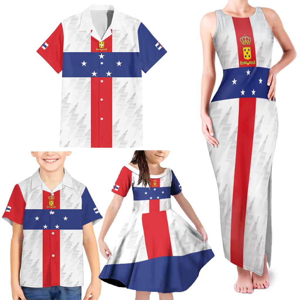 Personalized Nederlandse Antillen 1986-2010 Family Matching Tank Maxi Dress and Hawaiian Shirt Simple Flag Style - Wonder Print Shop