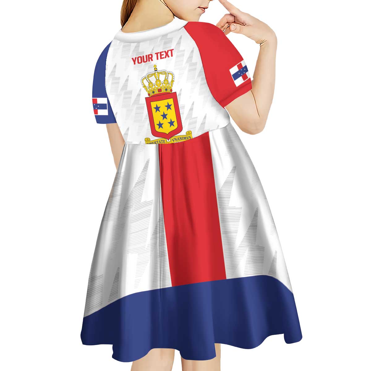 Personalized Nederlandse Antillen 1986-2010 Kid Short Sleeve Dress Simple Flag Style - Wonder Print Shop