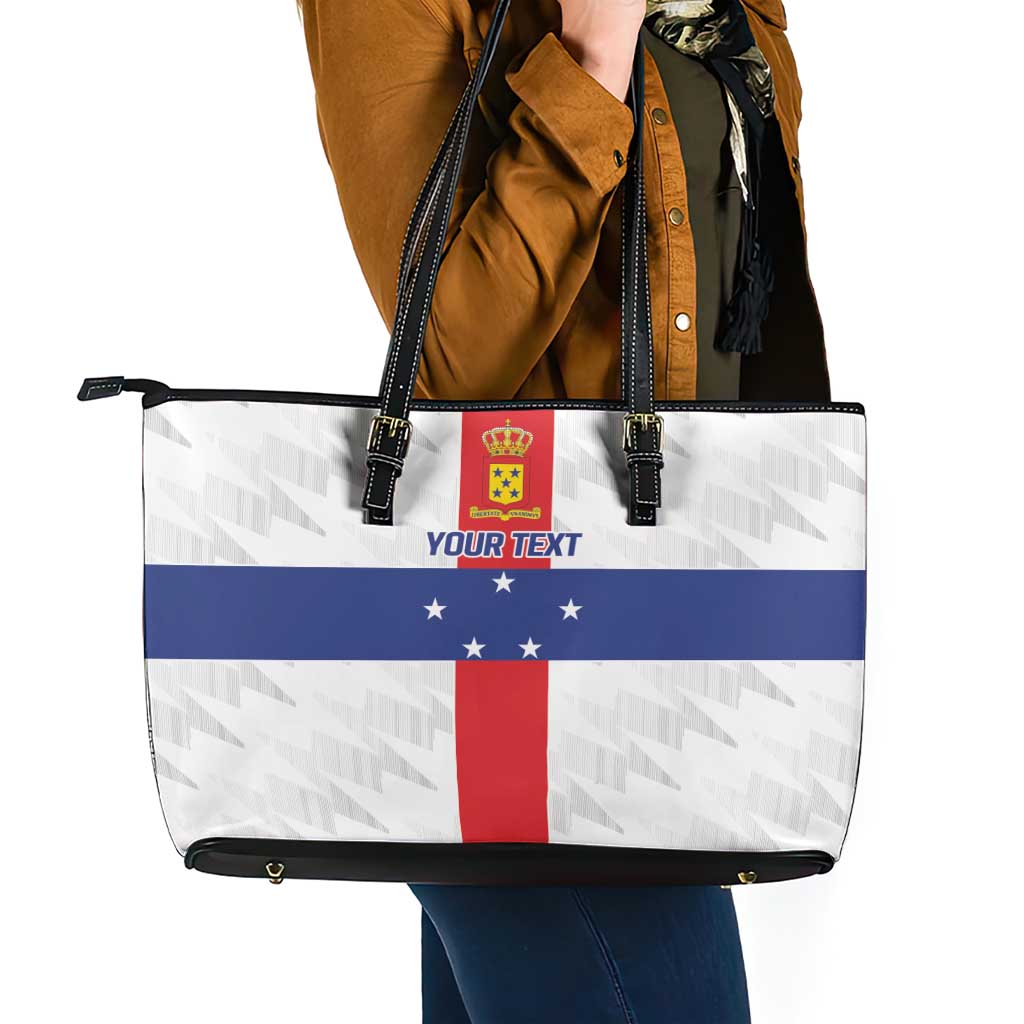 Personalized Nederlandse Antillen 1986-2010 Leather Tote Bag Simple Flag Style - Wonder Print Shop