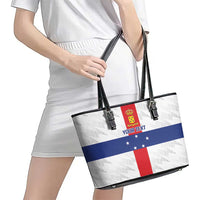 Personalized Nederlandse Antillen 1986-2010 Leather Tote Bag Simple Flag Style - Wonder Print Shop