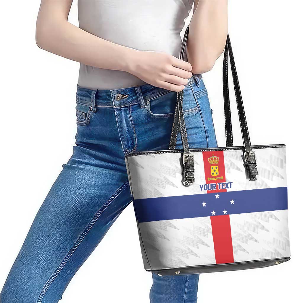 Personalized Nederlandse Antillen 1986-2010 Leather Tote Bag Simple Flag Style - Wonder Print Shop