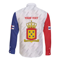 Personalized Nederlandse Antillen 1986-2010 Long Sleeve Button Shirt Simple Flag Style - Wonder Print Shop