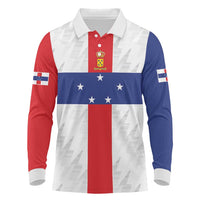 Personalized Nederlandse Antillen 1986-2010 Long Sleeve Polo Shirt Simple Flag Style - Wonder Print Shop