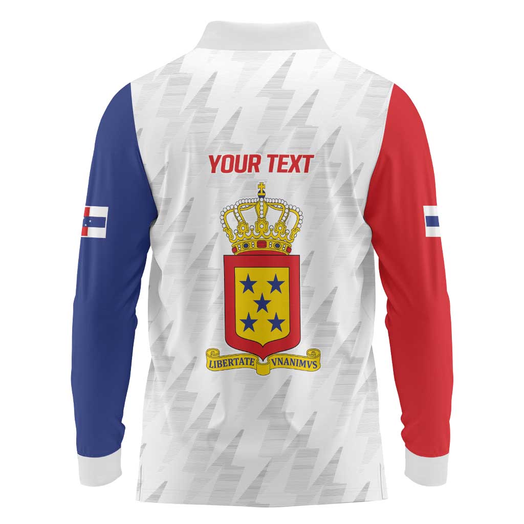 Personalized Nederlandse Antillen 1986-2010 Long Sleeve Polo Shirt Simple Flag Style - Wonder Print Shop