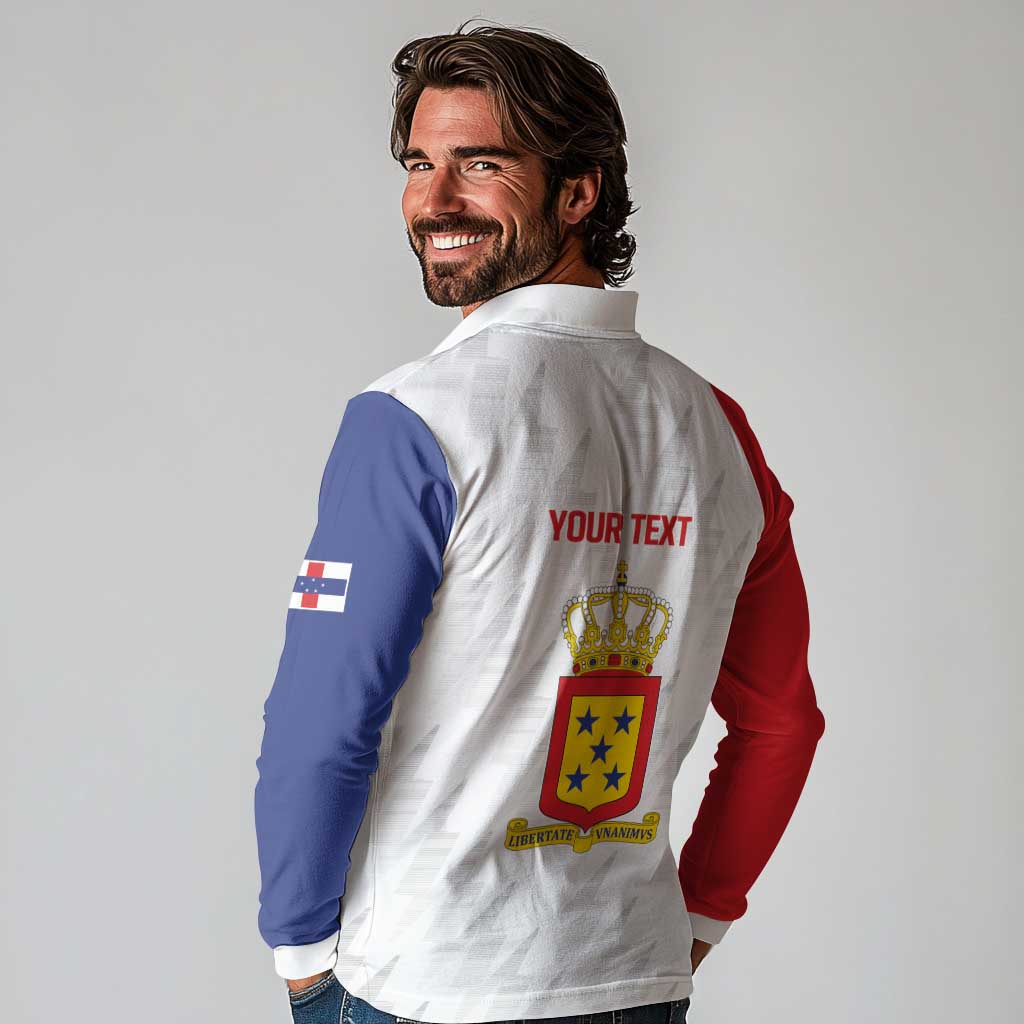 Personalized Nederlandse Antillen 1986-2010 Long Sleeve Polo Shirt Simple Flag Style - Wonder Print Shop