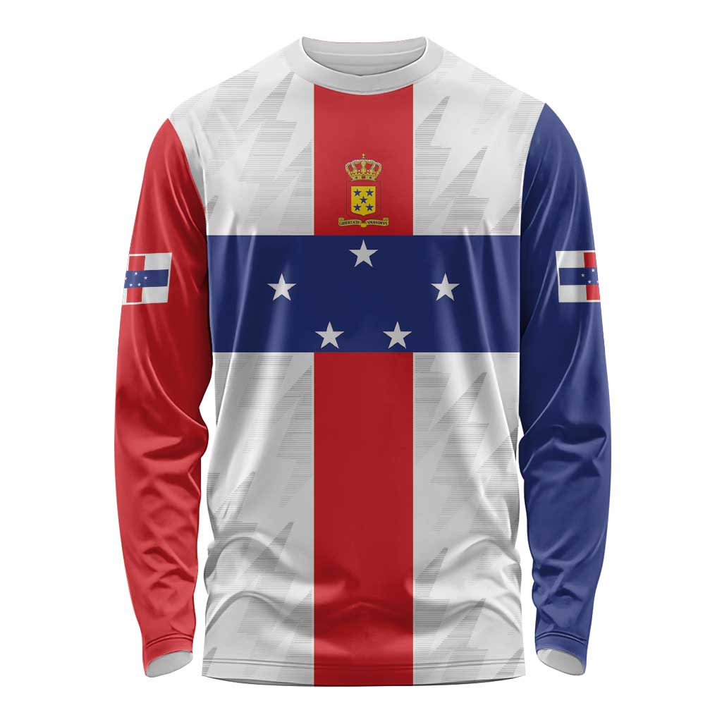 Personalized Nederlandse Antillen 1986-2010 Long Sleeve Shirt Simple Flag Style - Wonder Print Shop