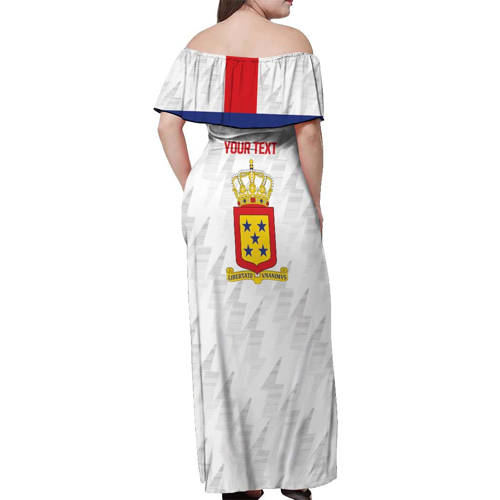 Personalized Nederlandse Antillen 1986-2010 Off Shoulder Maxi Dress Simple Flag Style - Wonder Print Shop