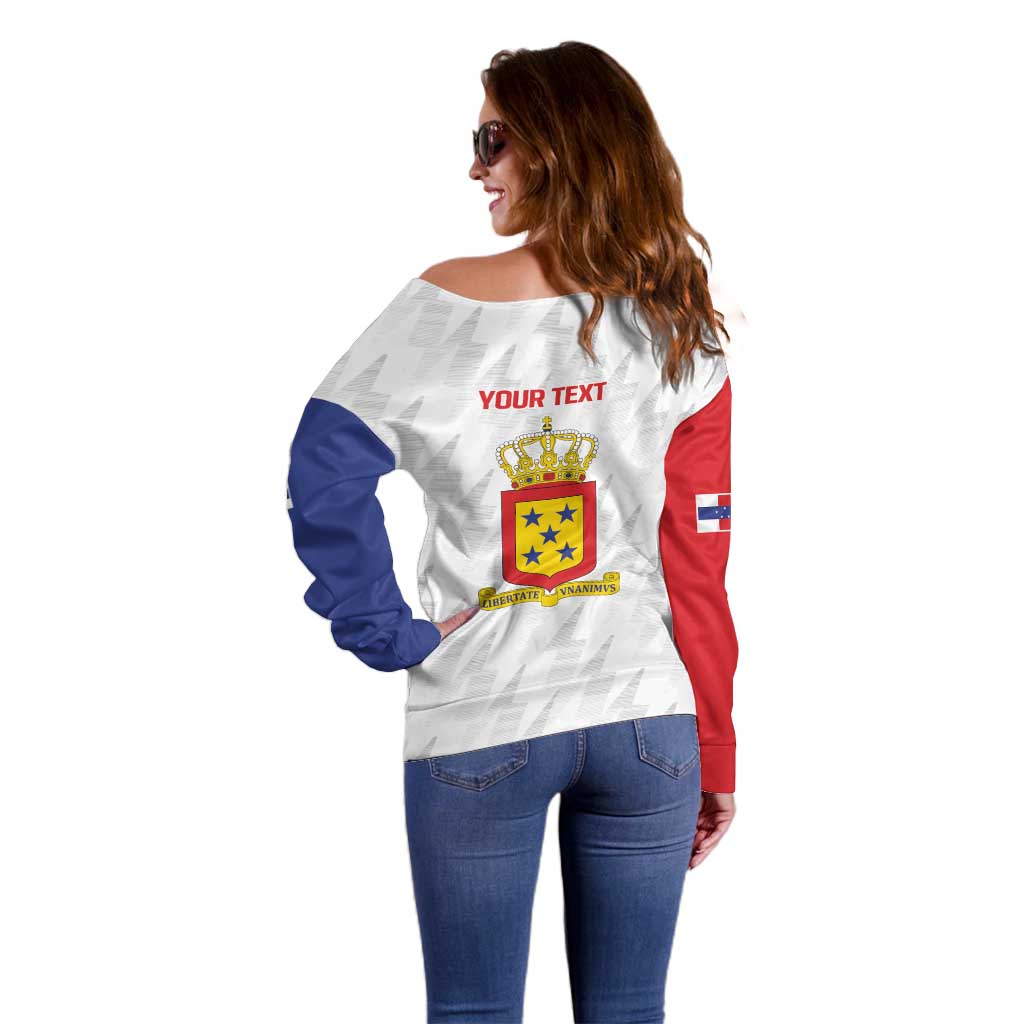 Personalized Nederlandse Antillen 1986-2010 Off Shoulder Sweater Simple Flag Style - Wonder Print Shop