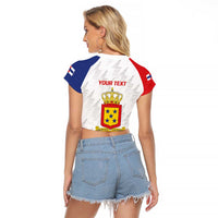 Personalized Nederlandse Antillen 1986-2010 Raglan Cropped T Shirt Simple Flag Style - Wonder Print Shop