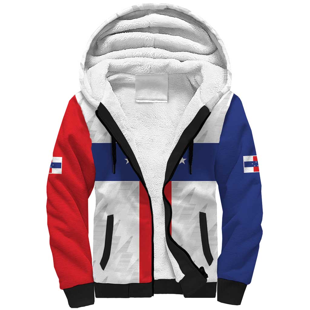 Personalized Nederlandse Antillen 1986-2010 Sherpa Hoodie Simple Flag Style - Wonder Print Shop