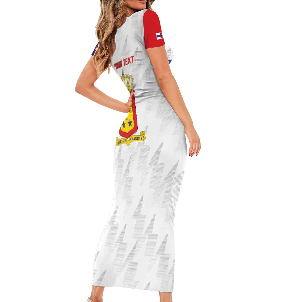 Personalized Nederlandse Antillen 1986-2010 Short Sleeve Bodycon Dress Simple Flag Style - Wonder Print Shop