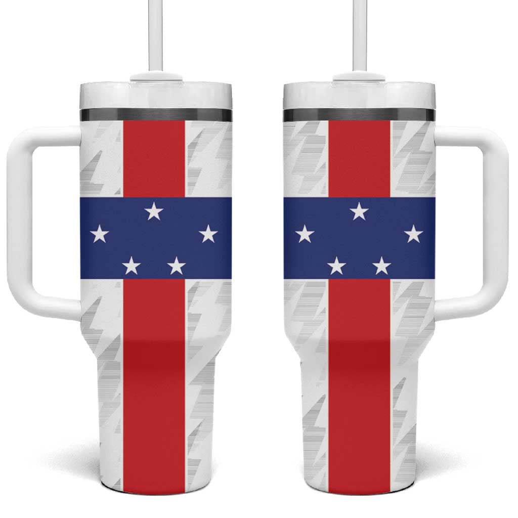 Personalized Nederlandse Antillen 1986-2010 Tumbler With Handle Simple Flag Style - Wonder Print Shop