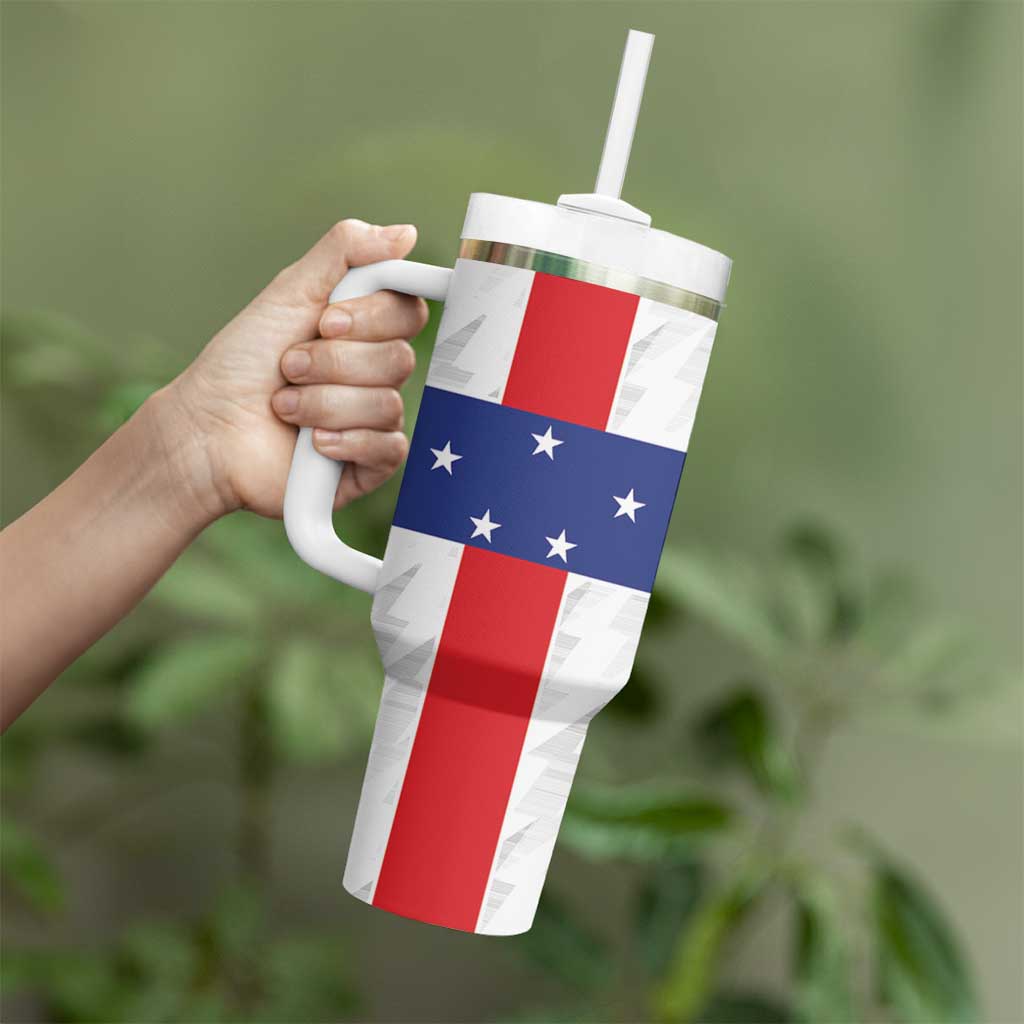 Personalized Nederlandse Antillen 1986-2010 Tumbler With Handle Simple Flag Style - Wonder Print Shop