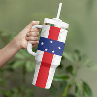 Personalized Nederlandse Antillen 1986-2010 Tumbler With Handle Simple Flag Style - Wonder Print Shop