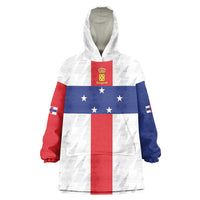 Personalized Nederlandse Antillen 1986-2010 Wearable Blanket Hoodie Simple Flag Style - Wonder Print Shop