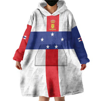 Personalized Nederlandse Antillen 1986-2010 Wearable Blanket Hoodie Simple Flag Style - Wonder Print Shop